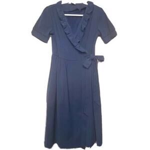 Shabby Apple Blue Ruffle Wrap Maxi Dress Medium